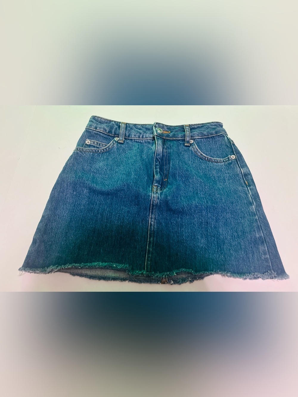 Topshop Blue Denim A-Line Mini Skirt